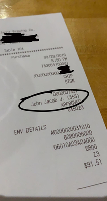 Do you think my waiters last name is Jingleheimerschmidt