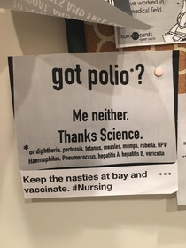 Doctors office got jokes but seriously vaccinate Nursing