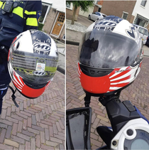 Driving for  years with the security sticker on his helmet After removed by police a whole new world opened up to him