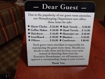 Due to the popularity of our guest room amenities