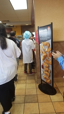 During the line for the szechuan sauce