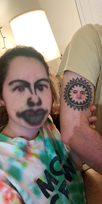 Face-swapping with a tattoo