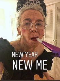First time in years being single for NYE and all my friends were out of town I was going to stay home but at last minute decided to dress up like an old lady and hit the clubs No regerts