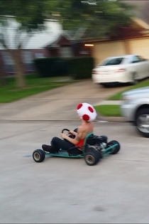 Fixed my go kart and found my old toad hat soon thereafter today was a good day