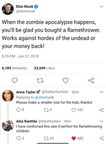 Flamethrowing zombies and children
