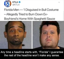 Florida bull costume spaghetti sauce