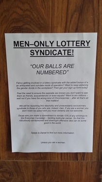 Found out there is a Ladies-only lottery syndicate at work Think I made my point