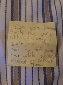 Found this post it on my car this mormomg Glad to see my neighbors arent raising oblivious little assholes