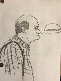 Friend at work challenged me to draw someone that looks like they would pronounce Washington like warshington This is what I came up with