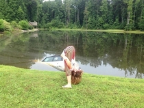 Friend just sent this to me And yes that is a submerged car behind her