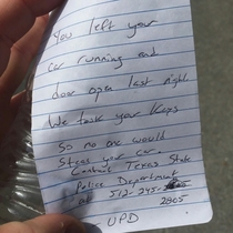 Friend of mine found this on his car this morning
