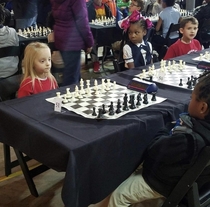 Friend of mines daughter was in a chess competition Safe to say she brought her game face