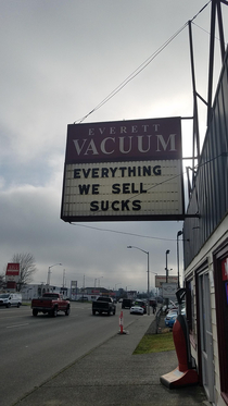 Funny sign for Vacuum store