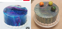Galaxy mirror glaze cake The colors werent quite like I hoped