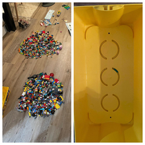 Girlfriend dumped and scavenged through legos only to find the piece she needed here