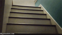 Going up the stairs like a BOSS