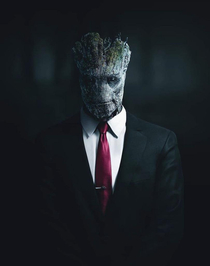 Groot in a suit