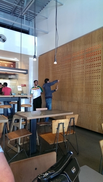Grown ass man got his finger stuck in the wall at Chipotle