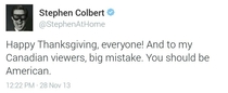 Happy Thanksgiving from Colbert