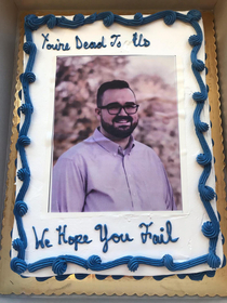 He left Office Depot after  years and this is the cake his coworkers gave him