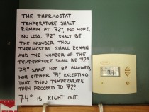 Her boss demanded she make a sign for the thermostat and it needed to always be set at 