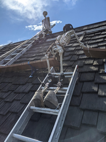 Hired some guys to help roof my dads house Were working them to the bone