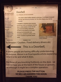 Housemate put this sign on our door after Amazon repeatedly posted sorry we missed you cards whilst we were home