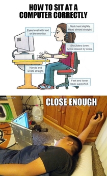 How to sit at a computer correctly  and we