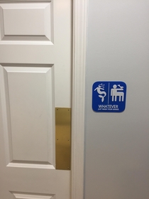 I asked my boss what kind of designation markers she wanted for the two new bathrooms in the office She ordered these