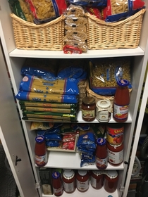 I asked my mom what  Italian we are She proceeds to send me this we have another pantry with homemade sauce and oil