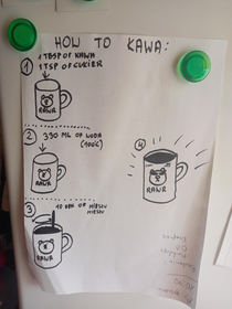 I couldnt remeber how my husband like his coffee so he made a cheat sheat for me