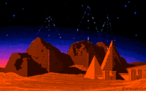 I drew this pixel art scene based on Sudans pyramids using  colors and called it Mero 