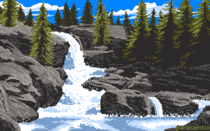 I drew this pixel art scene using  colors and called it a pleasant day 