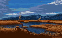 I drew this pixel art scene using  colors and called it estranged 