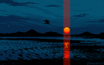I drew this pixel art scene using  colors and called it Impact 
