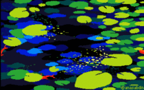 I drew this pixel art scene using  colors and called it Pond