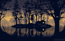 I drew this pixel art scene using  colors  and called it Solitude Isolated 