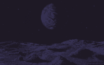 I drew this pixel art scene using  colors and I called it Lunar Surface 