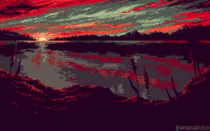 I drew this pixel art scene using  colors only and called it Burundi 