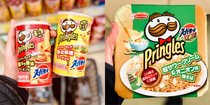 I found instant noodles flavored Pringles and Pringles flavored instant noodles in a shop