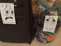 I get super artsy when my wife leaves luggage in the living room for two weeks