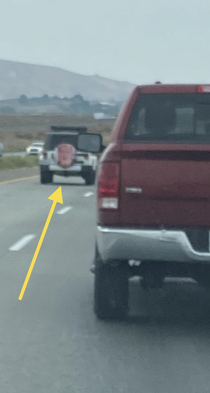I got Rick Rolled by a Jeeps wheel cover today as it sped past me 