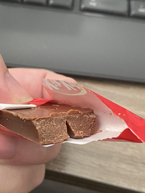 I had always heard that you should never bite into a Kit Kat until you have broken off the individual segments I guess now I know why No wafer This is my punishment