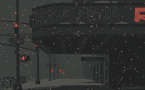 I hand drew this snowy pixel art scene and called it Radio City 