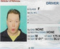 I have a long-standing battle with my buddy for the most ridiculous photo ID I just received my new drivers license in the mail today Behold