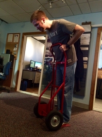 I heard a coworker say This Segway is terrible I turned around and found him like this