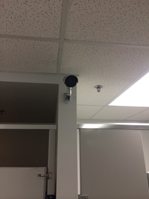 I installed fake surveillance cameras in our office bathroom for April fools day