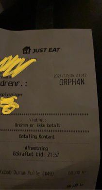 I just finished my food and was about to throw the receipt out until i Saw my order number 
