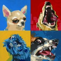 I painted my impressions of four dog breeds