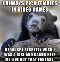 I present to you an ACTUAL confession in the form Confession Bear Why I always pick the girl in video games